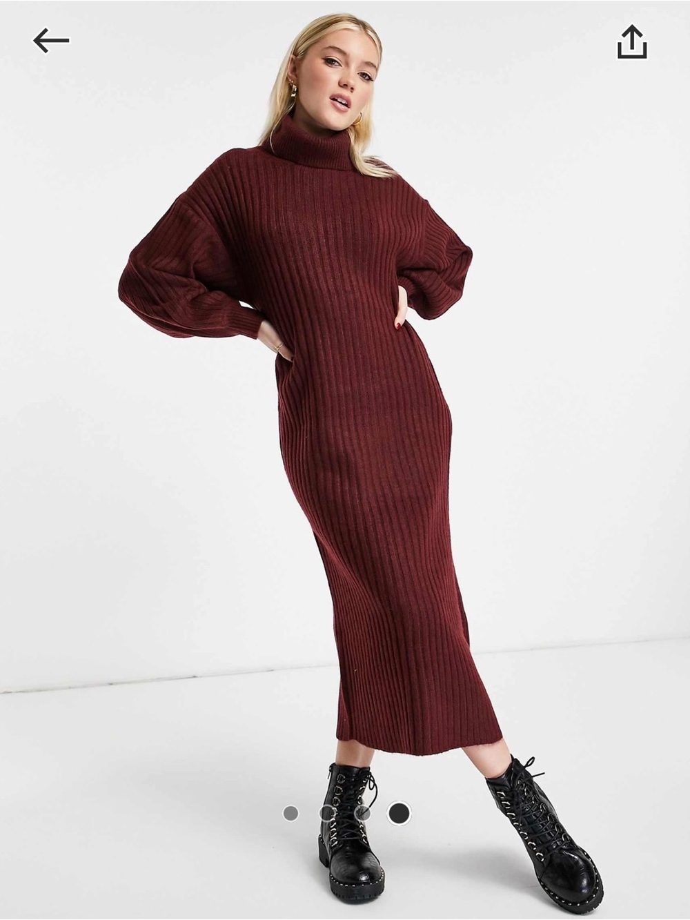 ASOS Rust-Colored Ribbed Turtleneck Sweater Dress